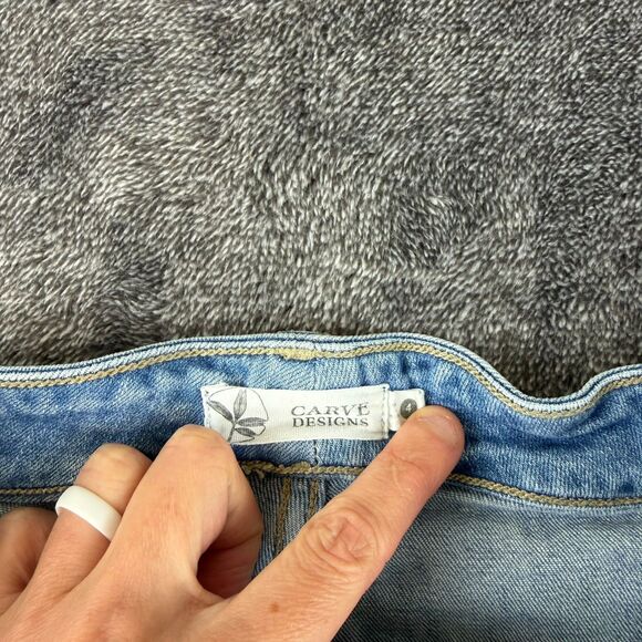 Carve Designs Cuffed Raw Hem Blue Denim Jeans Stretch Women's 4 Organic Cotton - Picture 3 of 13